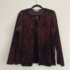 Notations Burgundy Velvet Paisley Jacket
